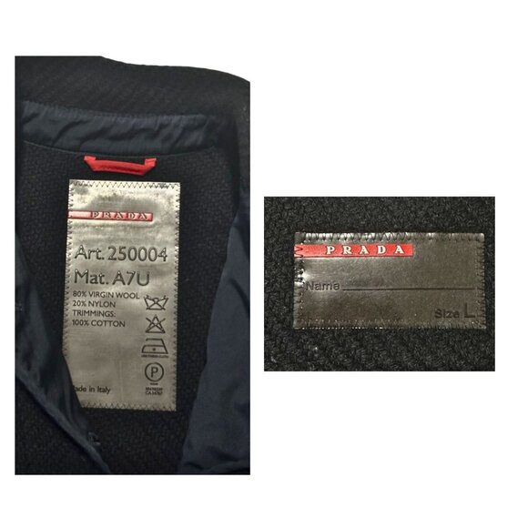 Prada Linea Rossa Wool Jacket Navy Blue Size L Made in Italy Early 2000s - Picture 5 of 14